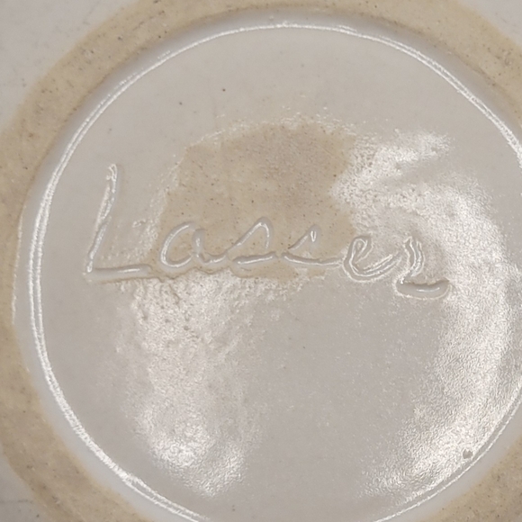 Dan Lasser Vintage Ceramic Stoneware Art Pottery Pasta Bowl Blue Chicken Rooster - Picture 3 of 7